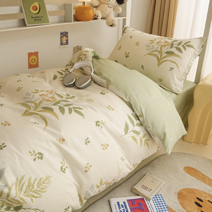 91家纺网 家纺一手货源 找家纺 天之爱 2025新款全棉纯棉印花三件套学生六件套 春意绵绵