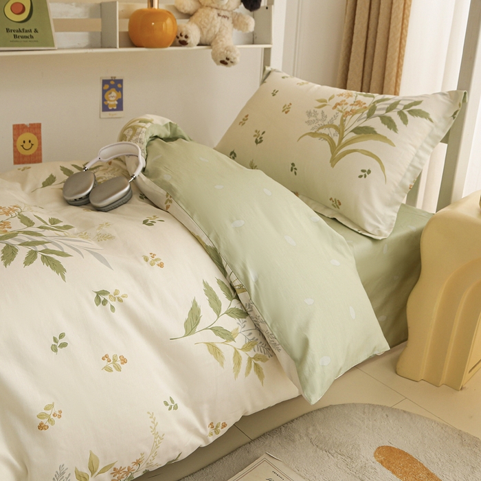 91家纺网 家纺一手货源 找家纺 天之爱 2025新款全棉纯棉印花三件套学生六件套 春意绵绵