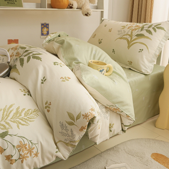 91家纺网 家纺一手货源 找家纺 天之爱 2025新款全棉纯棉印花三件套学生六件套 春意绵绵