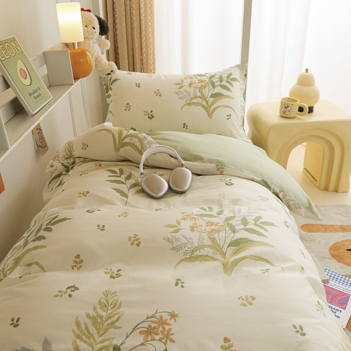 91家纺网 家纺一手货源 找家纺 天之爱 2025新款全棉纯棉印花三件套学生六件套 春意绵绵