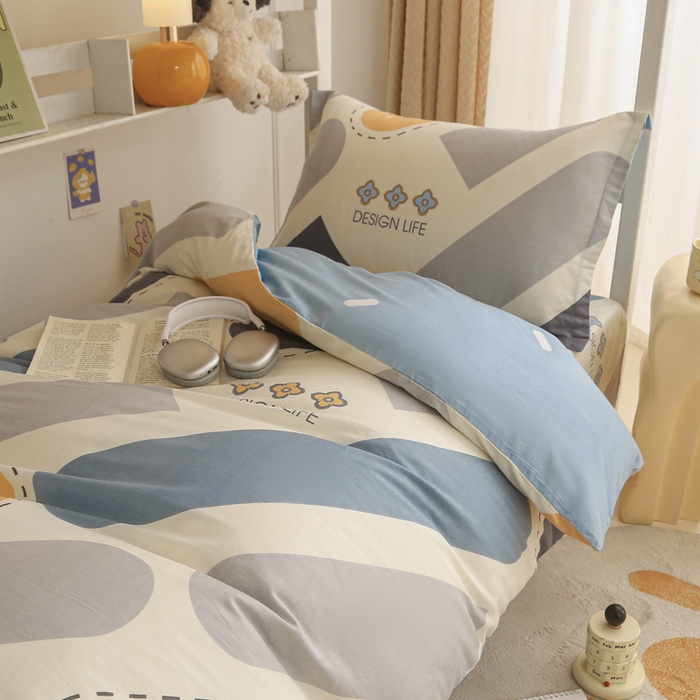 91家纺网 家纺一手货源 找家纺 天之爱 2025新款全棉纯棉印花三件套学生六件套 光的邂逅