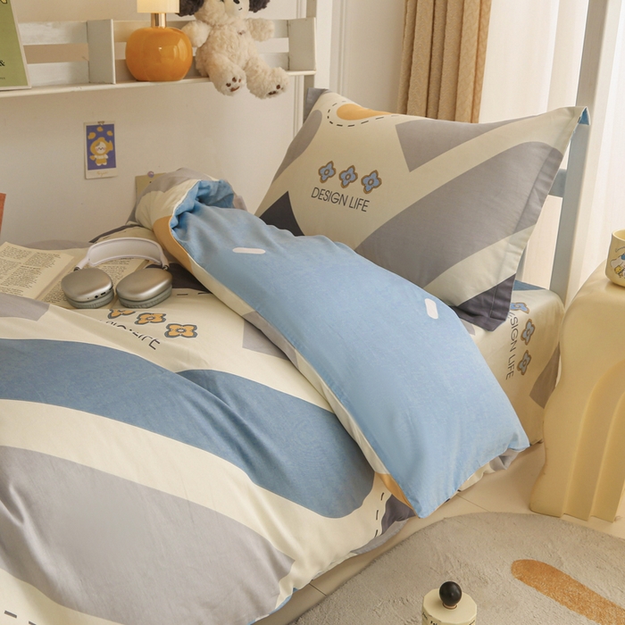 91家纺网 家纺一手货源 找家纺 天之爱 2025新款全棉纯棉印花三件套学生六件套 光的邂逅