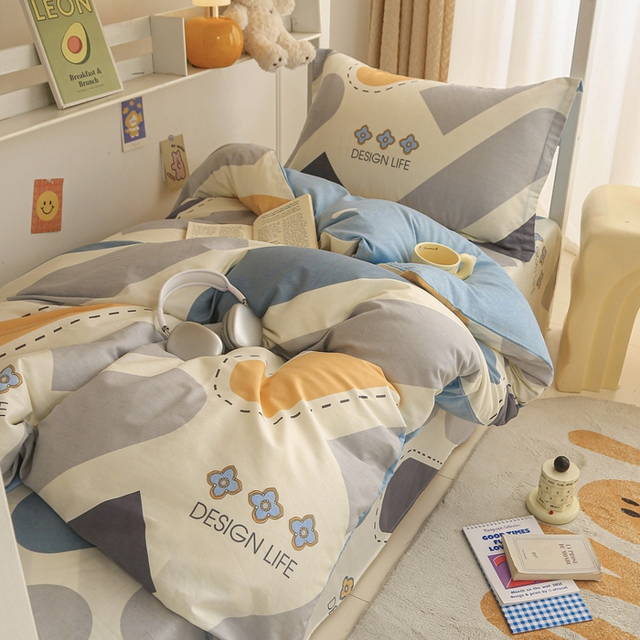 91家纺网 家纺一手货源 找家纺 天之爱 2025新款全棉纯棉印花三件套学生六件套 光的邂逅