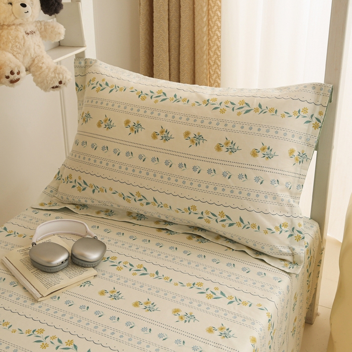 91家纺网 家纺一手货源 找家纺 天之爱 2025新款全棉纯棉印花三件套学生六件套 花语初晴