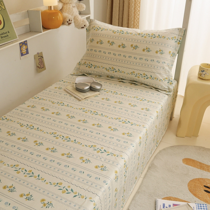 91家纺网 家纺一手货源 找家纺 天之爱 2025新款全棉纯棉印花三件套学生六件套 花语初晴