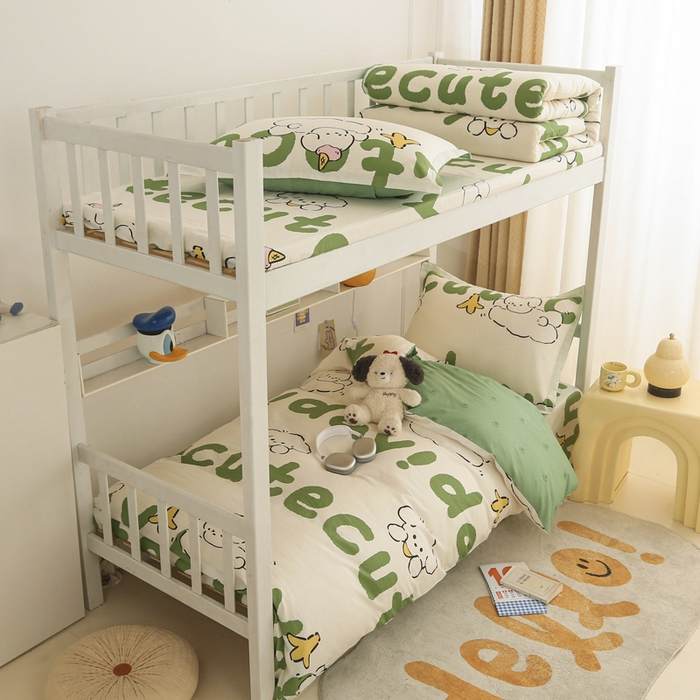 91家纺网 家纺一手货源 找家纺 天之爱 2025新款全棉纯棉印花三件套学生六件套 萌宝儿