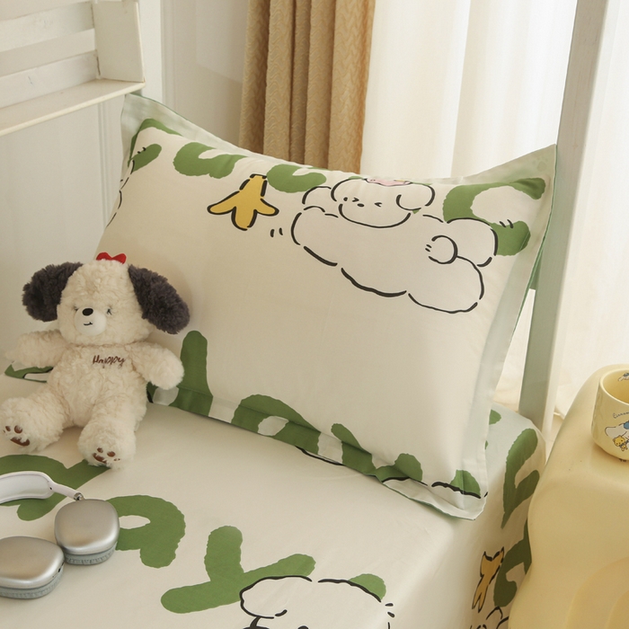 91家纺网 家纺一手货源 找家纺 天之爱 2025新款全棉纯棉印花三件套学生六件套 萌宝儿