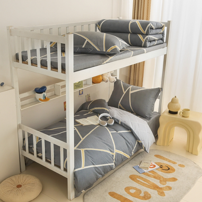 91家纺网 家纺一手货源 找家纺 天之爱 2025新款全棉纯棉印花三件套学生六件套 时尚拼图