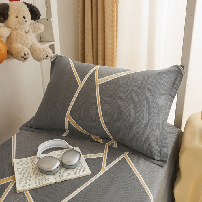 91家纺网 家纺一手货源 找家纺 天之爱 2025新款全棉纯棉印花三件套学生六件套 时尚拼图