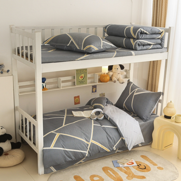 91家纺网 家纺一手货源 找家纺 天之爱 2025新款全棉纯棉印花三件套学生六件套 时尚拼图