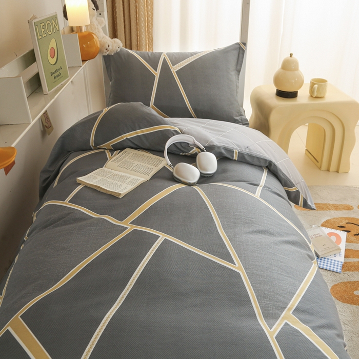 91家纺网 家纺一手货源 找家纺 天之爱 2025新款全棉纯棉印花三件套学生六件套 时尚拼图