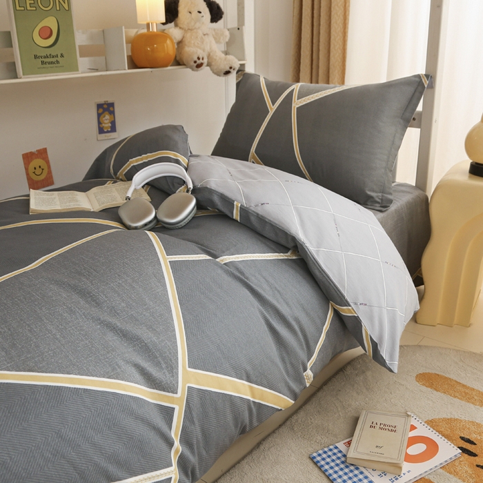 91家纺网 家纺一手货源 找家纺 天之爱 2025新款全棉纯棉印花三件套学生六件套 时尚拼图