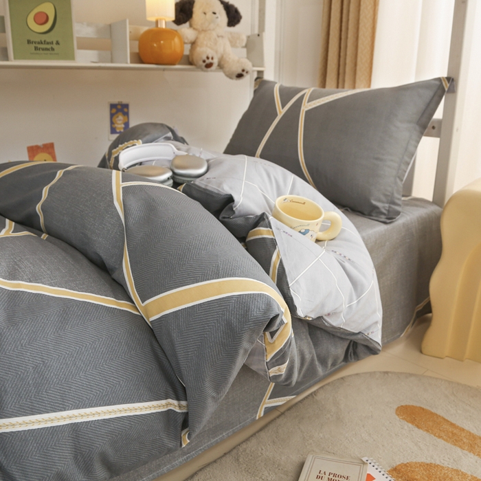 91家纺网 家纺一手货源 找家纺 天之爱 2025新款全棉纯棉印花三件套学生六件套 时尚拼图