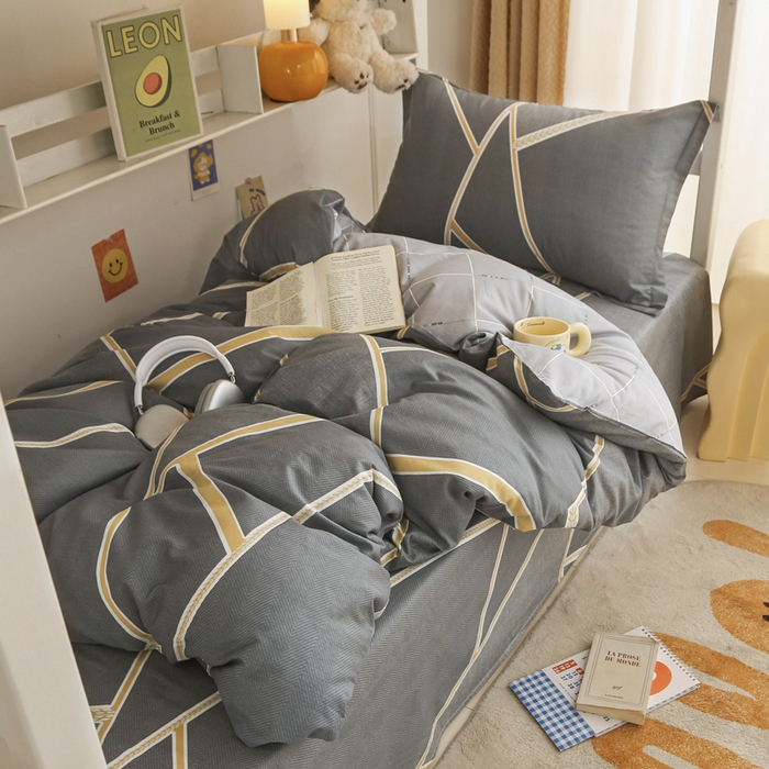 91家纺网 家纺一手货源 找家纺 天之爱 2025新款全棉纯棉印花三件套学生六件套 时尚拼图