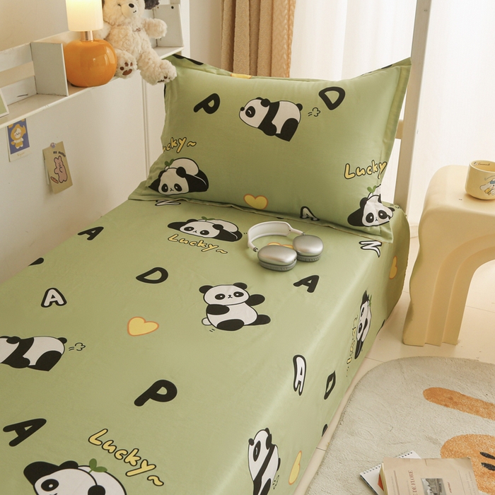 91家纺网 家纺一手货源 找家纺 天之爱 2025新款全棉纯棉印花三件套学生六件套 熊猫宝贝