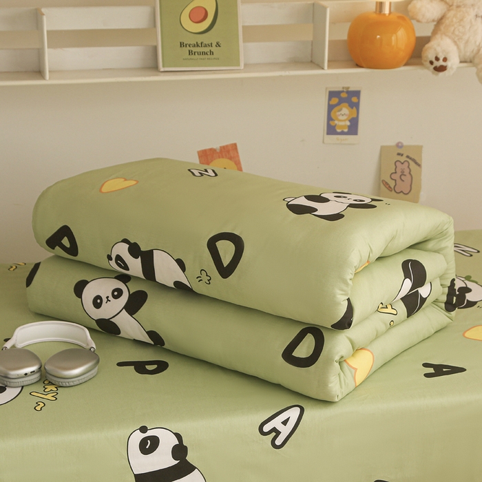 91家纺网 家纺一手货源 找家纺 天之爱 2025新款全棉纯棉印花三件套学生六件套 熊猫宝贝