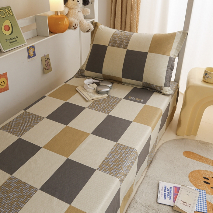 91家纺网 家纺一手货源 找家纺 天之爱 2025新款全棉纯棉印花三件套学生六件套 雅阁灰