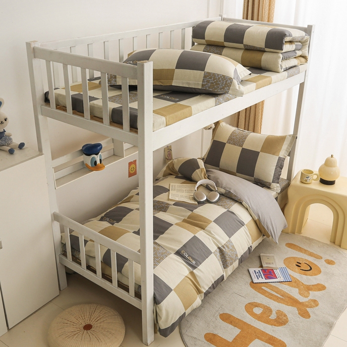 91家纺网 家纺一手货源 找家纺 天之爱 2025新款全棉纯棉印花三件套学生六件套 雅阁灰