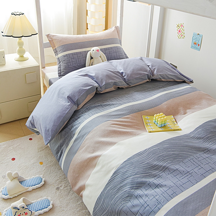 91家纺网 家纺一手货源 找家纺 天之爱 2025新款全棉纯棉印花三件套学生六件套 布兰卡-灰