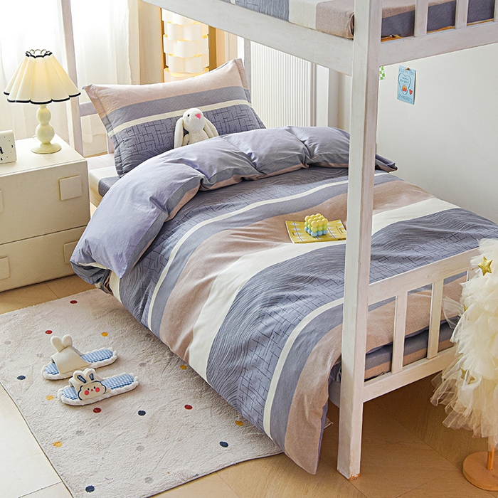 91家纺网 家纺一手货源 找家纺 天之爱 2025新款全棉纯棉印花三件套学生六件套 布兰卡-灰