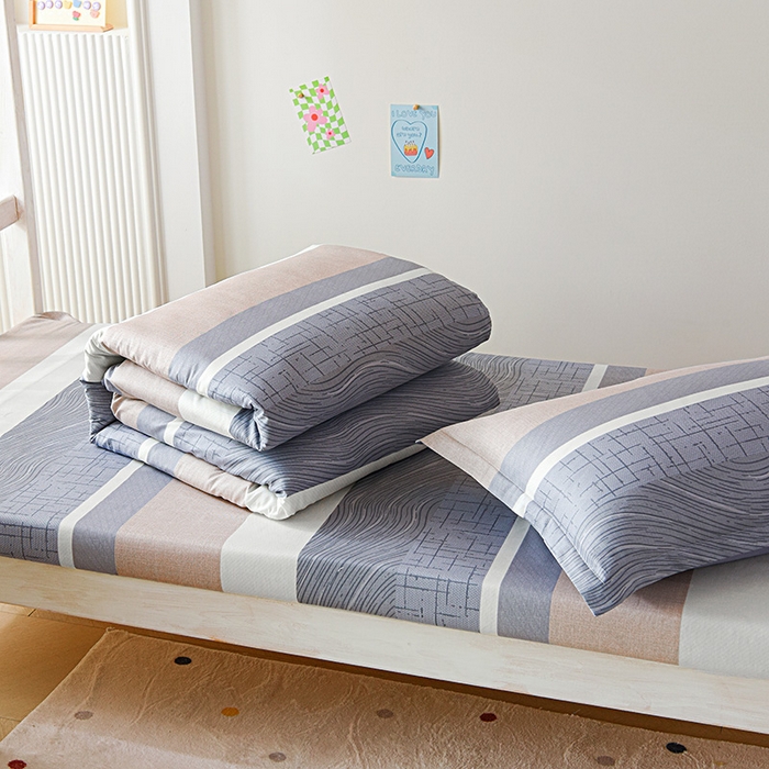 91家纺网 家纺一手货源 找家纺 天之爱 2025新款全棉纯棉印花三件套学生六件套 布兰卡-灰