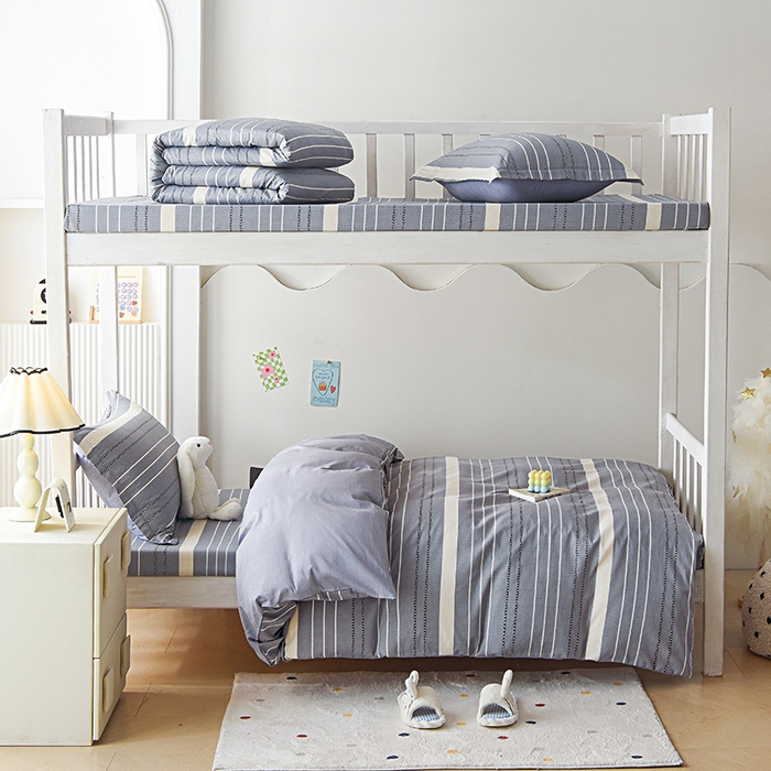 91家纺网 家纺一手货源 找家纺 天之爱 2025新款全棉纯棉印花三件套学生六件套 芬利莱-灰