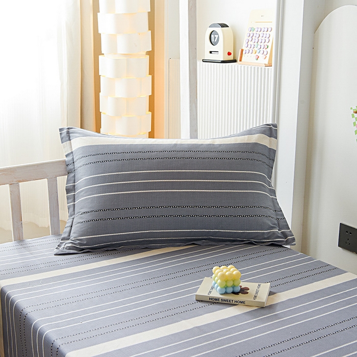 91家纺网 家纺一手货源 找家纺 天之爱 2025新款全棉纯棉印花三件套学生六件套 芬利莱-灰