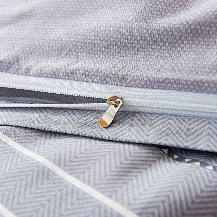 91家纺网 家纺一手货源 找家纺 天之爱 2025新款全棉纯棉印花三件套学生六件套 芬利莱-灰