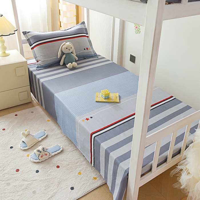 91家纺网 家纺一手货源 找家纺 天之爱 2025新款全棉纯棉印花三件套学生六件套 沐光-灰