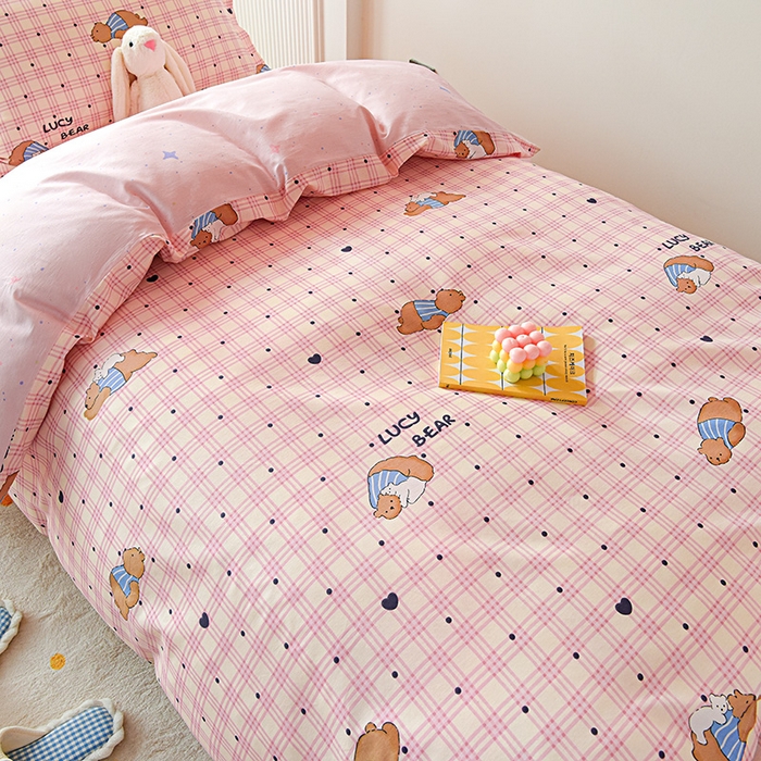 91家纺网 家纺一手货源 找家纺 天之爱 2025新款全棉纯棉印花三件套学生六件套 趴趴熊