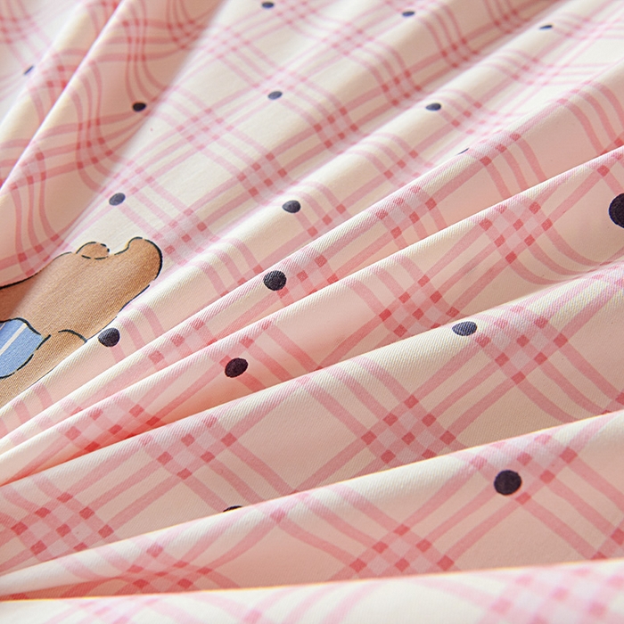 91家纺网 家纺一手货源 找家纺 天之爱 2025新款全棉纯棉印花三件套学生六件套 趴趴熊