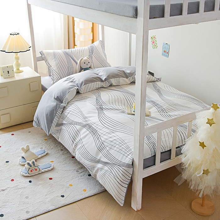 91家纺网 家纺一手货源 找家纺 天之爱 2025新款全棉纯棉印花三件套学生六件套 生活旋律