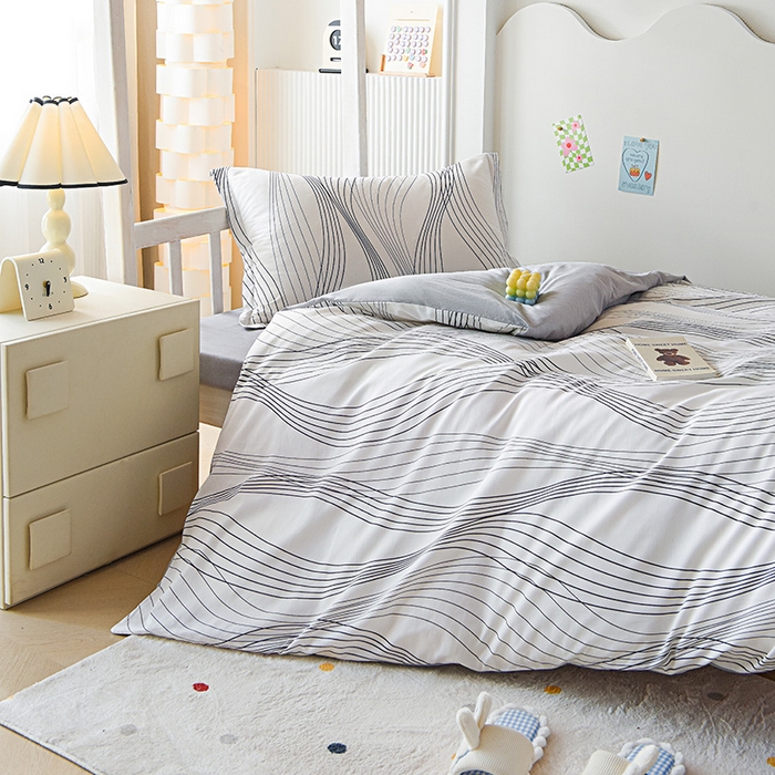 91家纺网 家纺一手货源 找家纺 天之爱 2025新款全棉纯棉印花三件套学生六件套 生活旋律