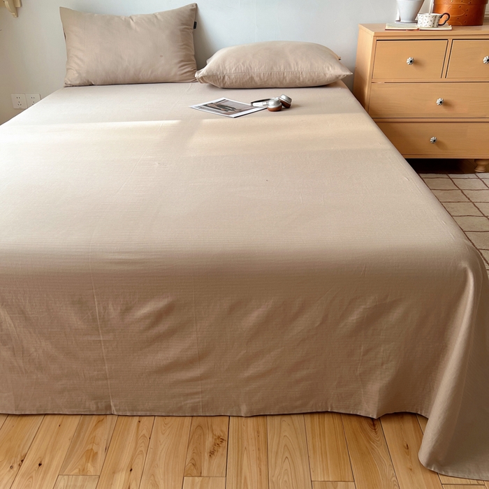 91家纺网 家纺一手货源 找家纺 蜜宿 2025新款A类全棉人字纹床单 床单：奶咖