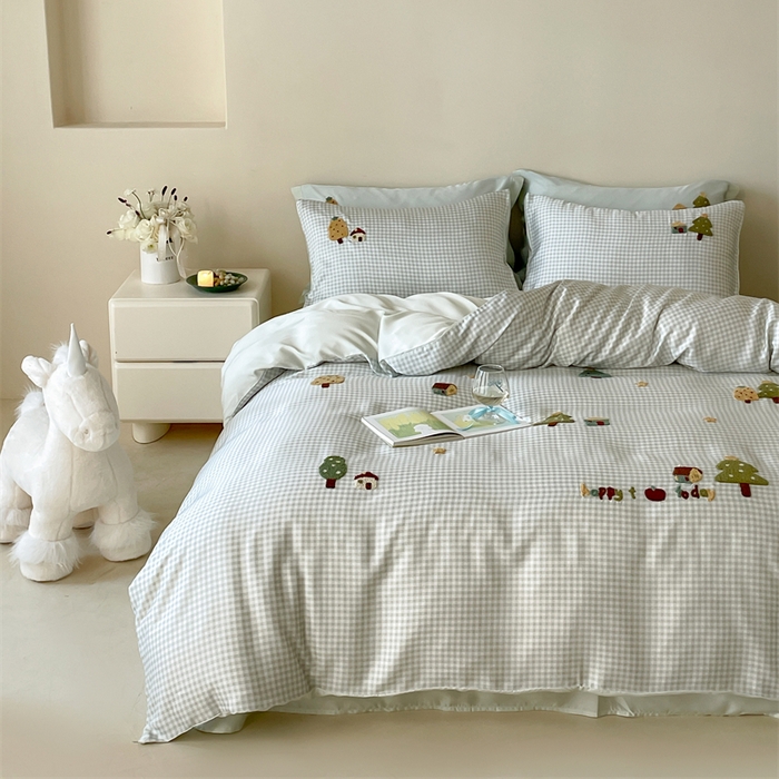 91家纺网 家纺一手货源 找家纺 （总）2025新款60S兰精天丝卡通毛巾绣四件套-暗合款