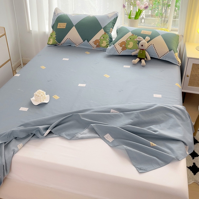 91家纺网 家纺一手货源 找家纺 依庭 2025新款全棉印花花卉款四件套单品系列-单床单 淘淘龙-B版