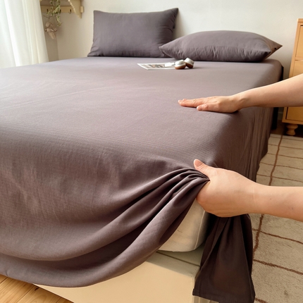 蜜宿 2025新款A类全棉人字纹床单 床单：炭灰