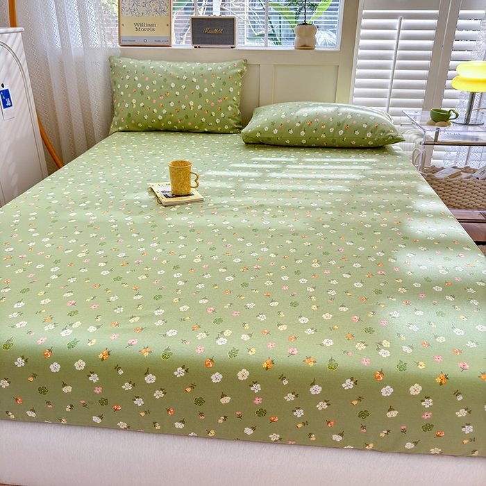 91家纺网 家纺一手货源 找家纺 2025新款老粗布三件套-床笠款 春色