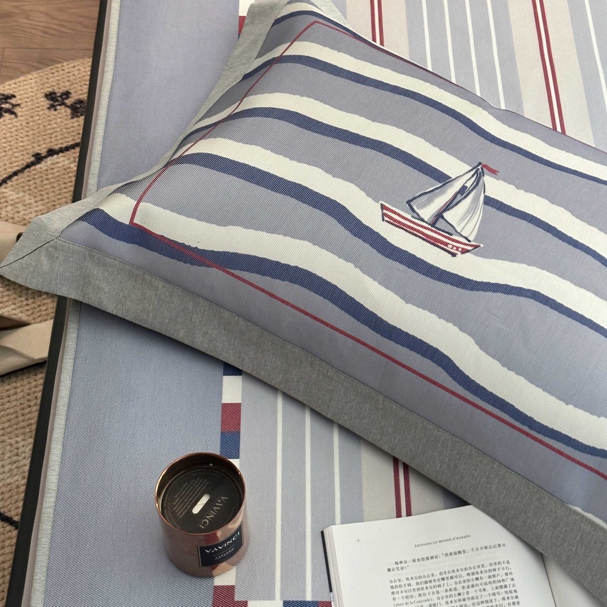 91家纺网 家纺一手货源 找家纺 JUICY 橘滋家纺 2025新款夏日高端轻奢数码冰丝奢简高级凉席床笠 芬兰之梦