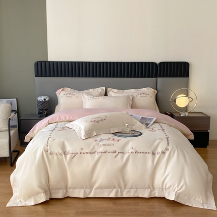 91家纺网 家纺一手货源 找家纺 （总）青柚 2025新款青柚绮梦磨毛刺绣四件套