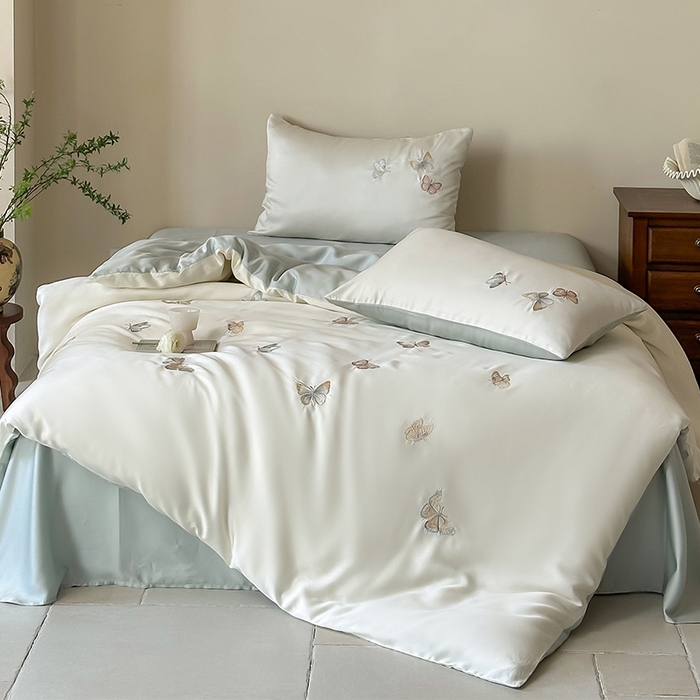 91家纺网 家纺一手货源 找家纺 （总）2025新款奥地利60支兰精天丝蝴蝶套件-晨曦