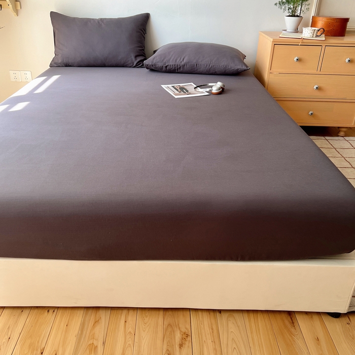 91家纺网 家纺一手货源 找家纺 蜜宿 2025新款A类全棉人字纹床笠（加高） 床笠：炭灰