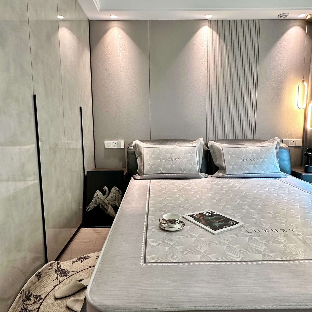 91家纺网 家纺一手货源 找家纺 JUICY 橘滋家纺 2025新款夏日高端轻奢数码冰丝奢简高级凉席床笠 伯爵