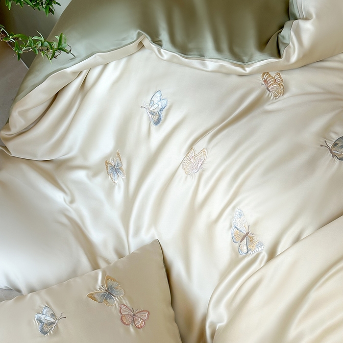 91家纺网 家纺一手货源 找家纺 2025新款奥地利60支兰精天丝蝴蝶套件-晨曦 晨曦-绿