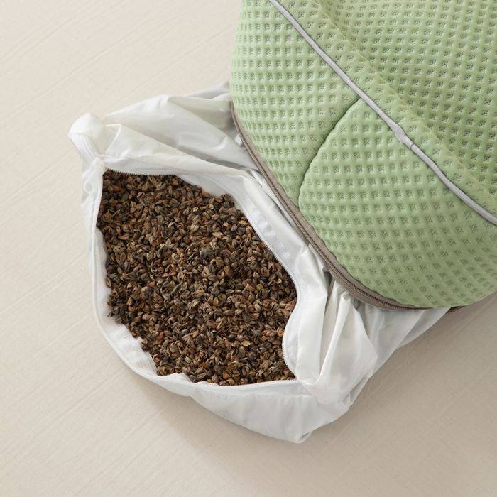 91家纺网 家纺一手货源 找家纺 织布人 2025新款荞麦枕夏季凉感豆豆枕茶叶枕夏凉荞麦枕学生成人家用硬枕 夏凉豆豆护颈椎款-立体蝴蝶绿荞麦枕