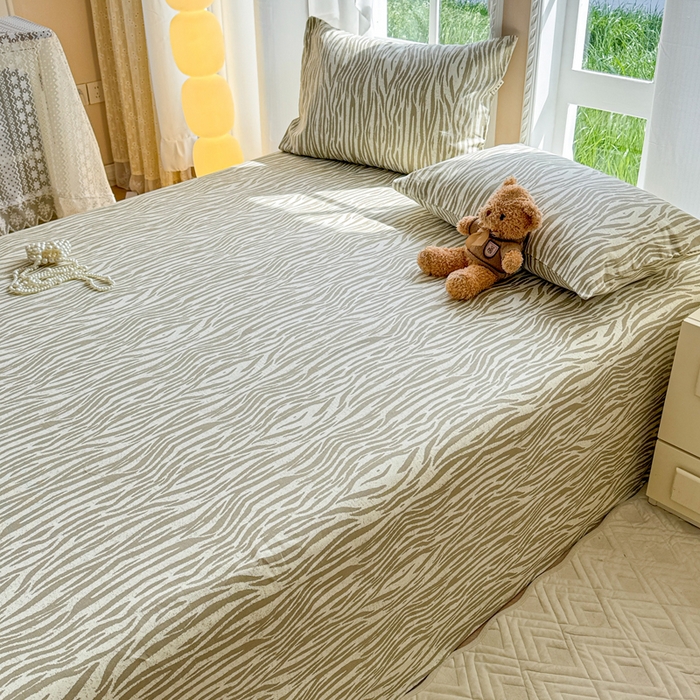 91家纺网 家纺一手货源 找家纺 吉象家纺 2025新款老粗布三件套-床单款 斑马纹