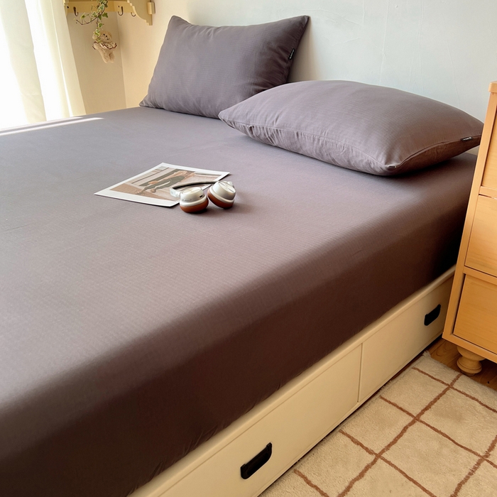 91家纺网 家纺一手货源 找家纺 蜜宿 2025新款A类全棉人字纹床笠（加高） 床笠：炭灰