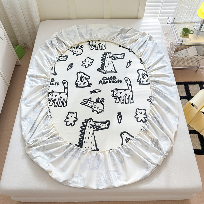 91家纺网 家纺一手货源 找家纺 2025新款老粗布三件套-床笠款 漫画家