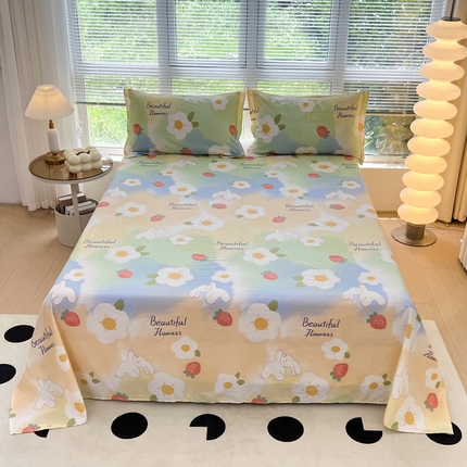 91家纺网 家纺一手货源 找家纺 （总）依庭 2025新款全棉印花花卉款四件套单品系列-单床单