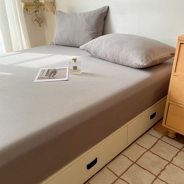 91家纺网 家纺一手货源 找家纺 蜜宿 2025新款A类全棉人字纹床笠（加高） 床笠：浅灰